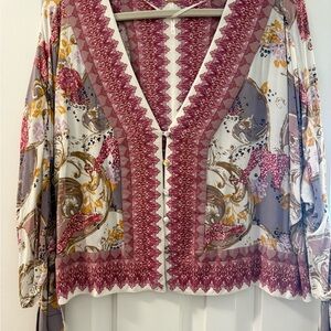 Free People Multicolor V-Neck Blouse